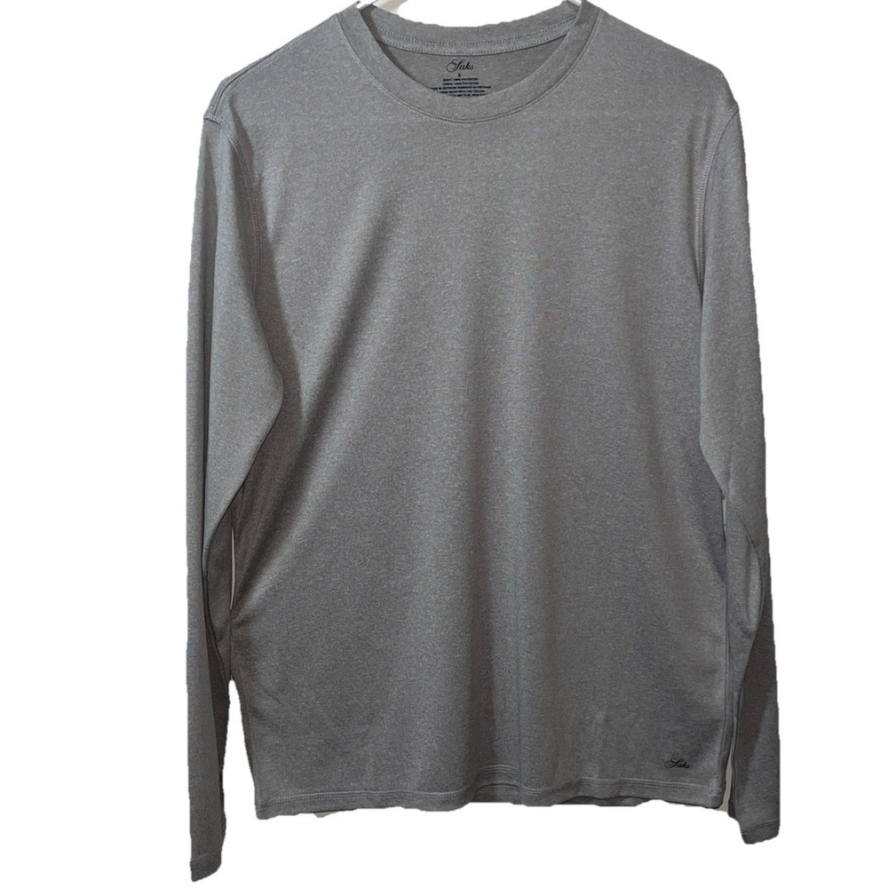Saks Mens performance shirt S Gray Retrosport Activewear volleyball Hiking Logo